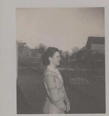 Brown Family  2-11-45
Photo of unknown woman from the Harrison and Waldo Brown collection.It could have come from Spencer County or Dubois County area of Indiana.

If you can recognize this person, please use our "contact" form to let us know. 
Keywords: Huntingburg Dale Indiana Harrison Brown